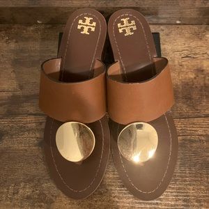 Tory Burch Patos Disk Block Heel Leather Sandals